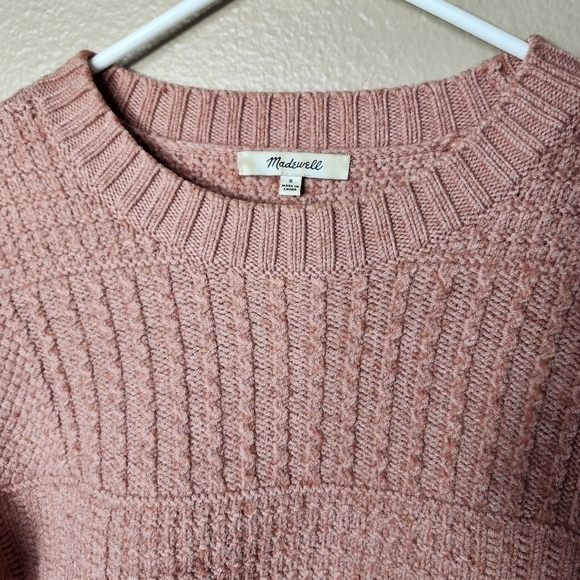 Madewell Vintage Pink Merino Wool Blend Stitchmix Pullover Sweater-Size S - Picture 5 of 11
